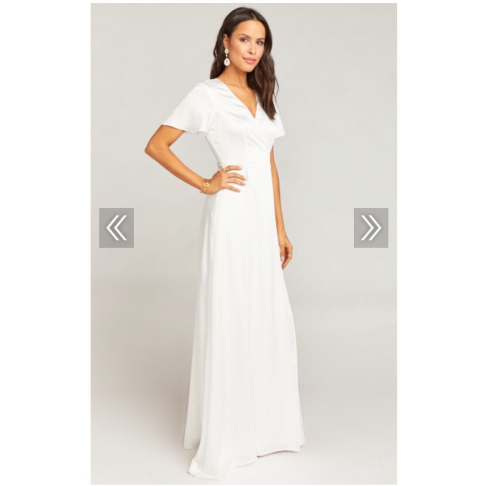 Show Me Your MuMu white satin maxi wrap dress